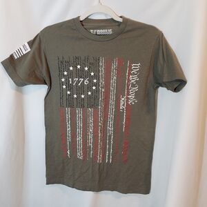 Rags Of Honor Men's Patriotic Tee - Olive and Red